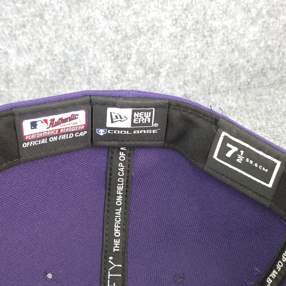 Colorado Rockies On Field Player Cap Fitted Purple 7 1/2 MLB Baseball USA Made - Picture 6 of 8